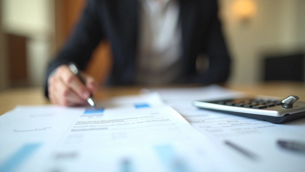 Calculatrice financière sur documents d'emprunt immobilier avec graphiques de taux d'intérêt